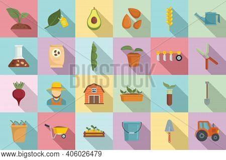 Agronomist Icons Set. Flat Set Of Agronomist Vector Icons For Web Design