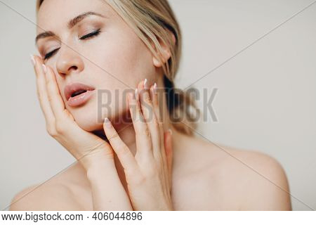Young Adult Doing Facial Gymnastics Self Massage And Rejuvenating Exercises Face Building For Skin A