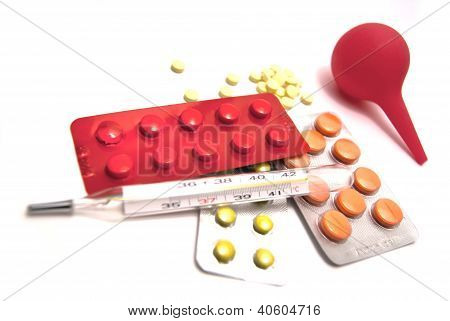 Tablets, Enema And Thermometer