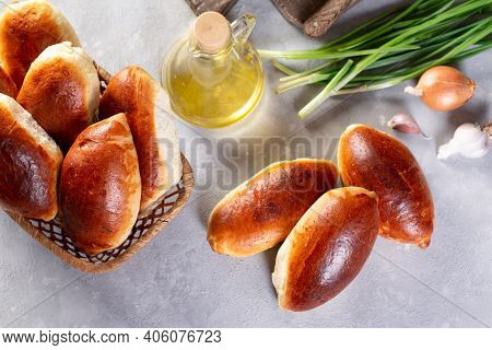 Russian Pastries (pirogi) Filled With Eggs And Green Onion