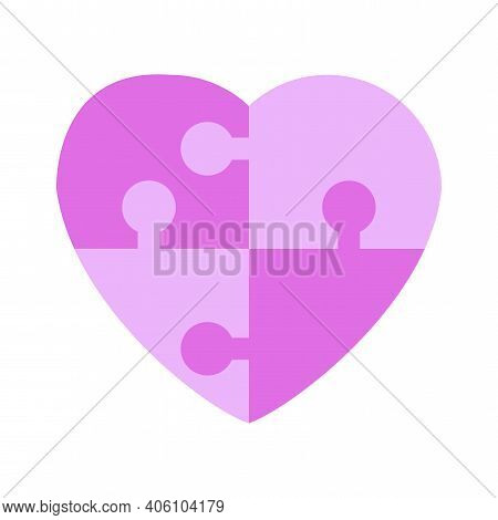Abstract Pink Heart Puzzle. Love Symbol. Holiday Concept. Happy Valentines Day. Vector Illustration.