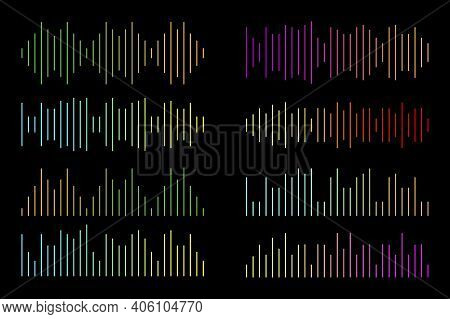 Set Color Sound Waves. Vector Sound Wave. Abstract Music Pulse Background. Wave Effect. Stock Image.
