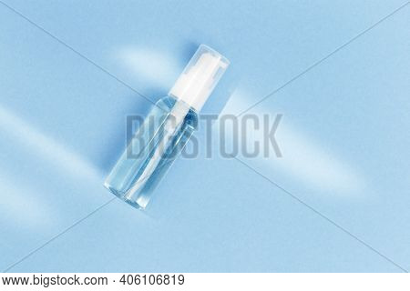 Small Bottle With Transparent Cosmetic Product, Gel Or Crem. Flack With Moisturizer For Self-care. M