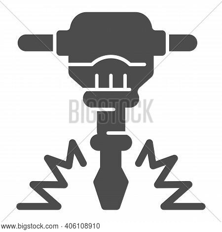 Construction Jackhammer Solid Icon, Labour Day Concept, Concrete Breaker Sign On White Background, P