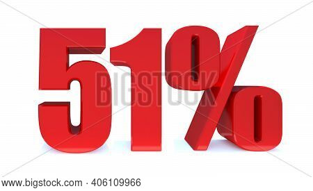 51 Percent Off 3d Sign On White Background, Special Offer 51% Discount Tag, Sale Up To 51 Percent Of
