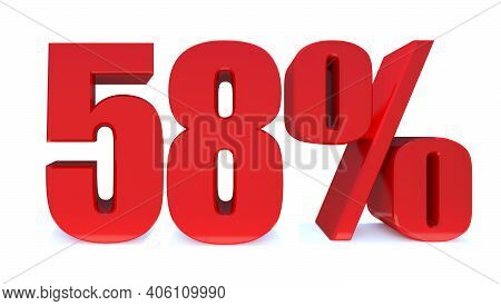 58 Percent Off 3d Sign On White Background, Special Offer 58% Discount Tag, Sale Up To 58 Percent Of