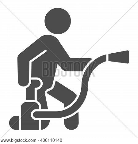 Man With A Balloon Of Poison For Insects Solid Icon, Pest Control Concept, Insect Gardening Sprayer 