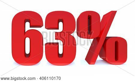 63 Percent Off 3d Sign On White Background, Special Offer 63% Discount Tag, Sale Up To 63 Percent Of