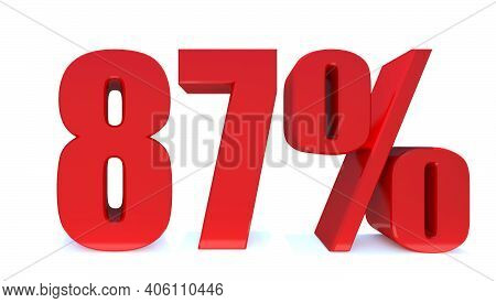87 Percent Off 3d Sign On White Background, Special Offer 87% Discount Tag, Sale Up To 87 Percent Of