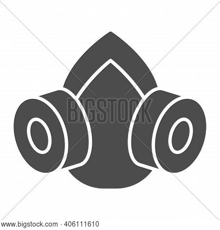 Gas Mask Solid Icon, Pest Control Concept, Respirator Sign On White Background, Pest Control Equipme