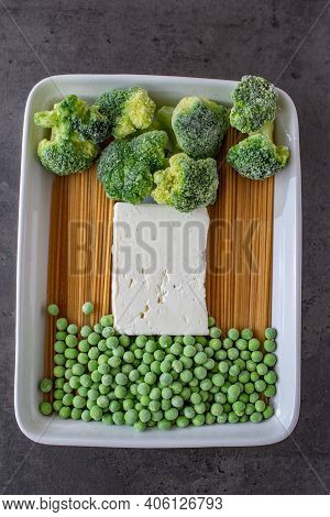 Healthy Baked Green Spaghetti Pasta With Feta Cheese