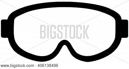 Black Flat Icon Of Skii Glasses Isolated On White Background