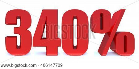 340 Percent Off 3d Sign On White Background, Special Offer 340% Discount Tag, Sale Up To 340 Percent