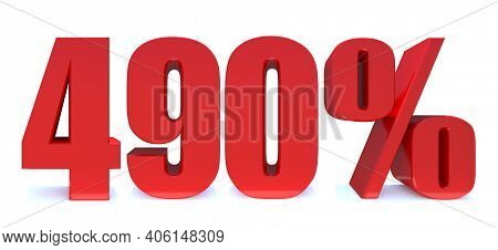 490 Percent Off 3d Sign On White Background, Special Offer 490% Discount Tag, Sale Up To 490 Percent