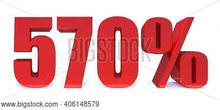 570 Percent Off 3d Sign On White Background, Special Offer 570% Discount Tag, Sale Up To 570 Percent