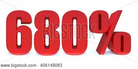 680 Percent Off 3d Sign On White Background, Special Offer 680% Discount Tag, Sale Up To 680 Percent
