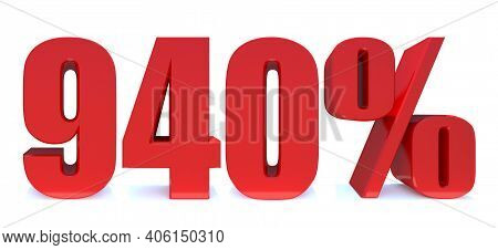 940 Percent Off 3d Sign On White Background, Special Offer 940% Discount Tag, Sale Up To 940 Percent
