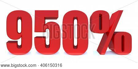 950 Percent Off 3d Sign On White Background, Special Offer 950% Discount Tag, Sale Up To 950 Percent