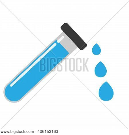 Test Tube With Drop Icon On White Background. Medical And Chemical Sign. Flat Style. Dripping Test T
