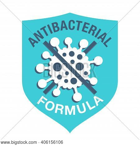 Antiviral Antibacterial Against Coronavirus Formula Shield Icon. Stop Sign, Health Protection, Hand 