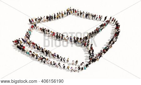 Concept or conceptual large community  of people forming the image of a closed book on white background. A 3d illustration metaphor for learning, education, research, scienc, literature and culture