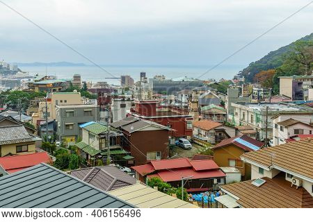 Sunset View Of The City, In Atami, Izu Peninsula, Japan