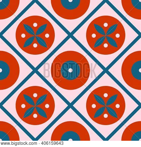 Vector Seamless Pattern With Circles.  Tile Repeat Pattern.