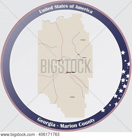 Large And Detailed Map Of Marion County In Georgia, Usa.