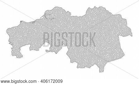 Polygonal Mesh Map Of North Brabant Province In High Detail Resolution. Mesh Lines, Triangles And Po