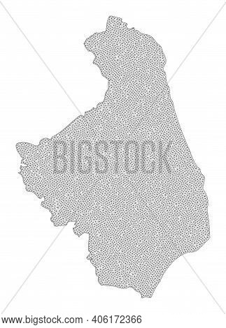 Polygonal Mesh Map Of Podlasie Province In High Detail Resolution. Mesh Lines, Triangles And Points 