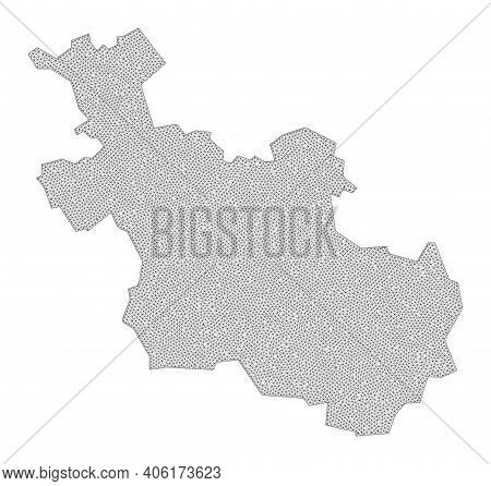 Polygonal Mesh Map Of Overijssel Province In High Detail Resolution. Mesh Lines, Triangles And Point