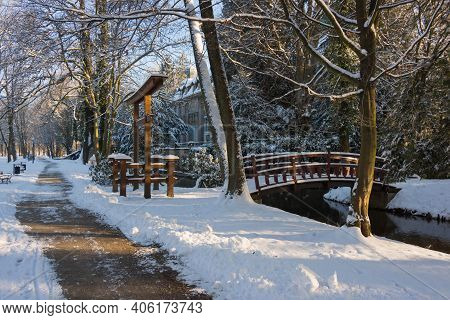 The Town Of Iłowa In Western Poland. There Is A Historic, Revitalized, Historic Park In The Center O