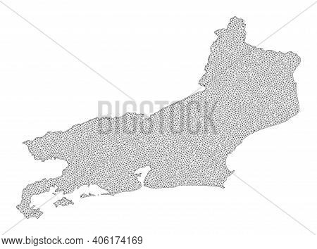 Polygonal Mesh Map Of Piaui State In High Resolution. Mesh Lines, Triangles And Dots Form Map Of Pia