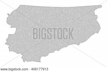 Polygonal Mesh Map Of Warmia-masuria Province In High Detail Resolution. Mesh Lines, Triangles And D