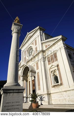 Arenzano (ge), Italy - December 30, 2017: The Shrine Of The Infant Jesus Of Prague Sanctuary, Arenza