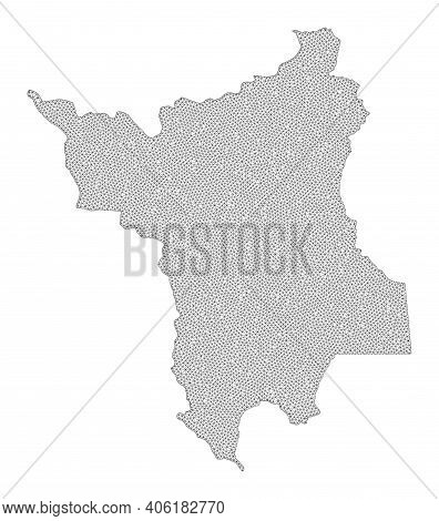Polygonal Mesh Map Of Roraima State In High Detail Resolution. Mesh Lines, Triangles And Dots Form M