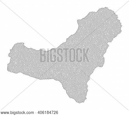 Polygonal Mesh Map Of El Hierro Island In High Resolution. Mesh Lines, Triangles And Points Form Map