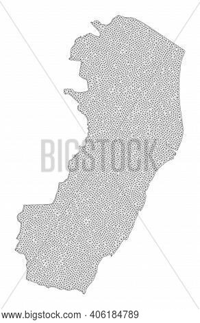 Polygonal Mesh Map Of Espirito Santo State In High Detail Resolution. Mesh Lines, Triangles And Poin