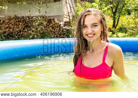 Wet Model Takes A Shower And Swims In Clothes, Wet Clothing, Wet Look Womens, Sauna And Swimming Poo