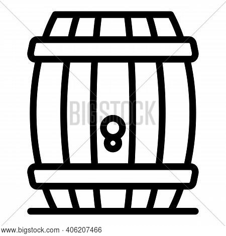 Bourbon Wood Barrel Icon. Outline Bourbon Wood Barrel Vector Icon For Web Design Isolated On White B