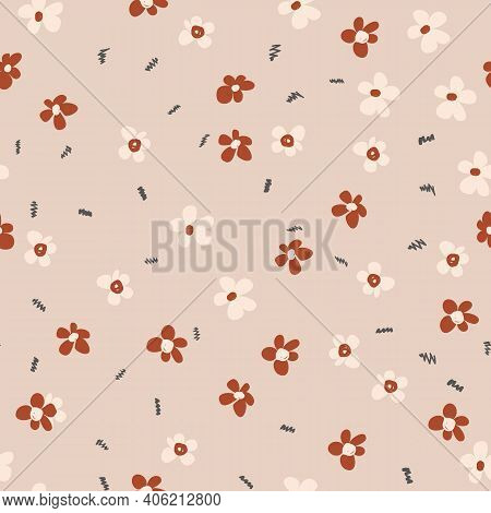 Beige Vintage Beige Pattern With Small Flowers.