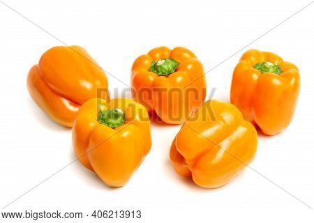 Sweet Bulgarian Yellow Pepper On A White Background With A Shadow