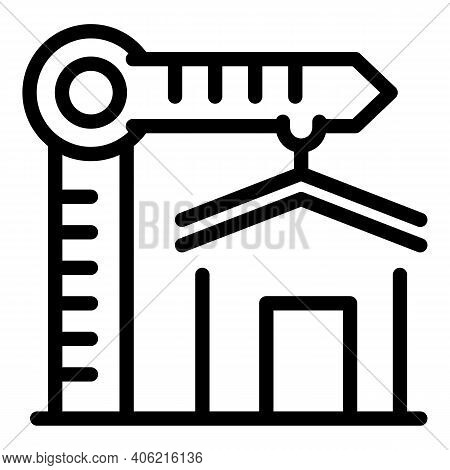 Building House Crane Icon. Outline Building House Crane Vector Icon For Web Design Isolated On White