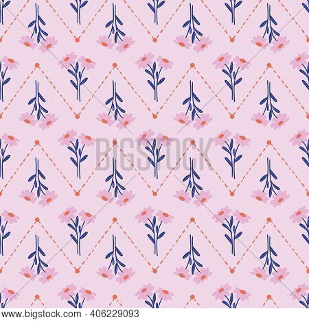 Daisy Bouquet Geometric Seamless Vector Pattern Background