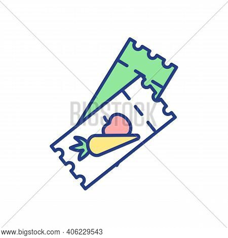 U Pick Farm Tickets Rgb Color Icon. Farmer Market. Agritourism, Fruit Picking. Purchase Organic Food