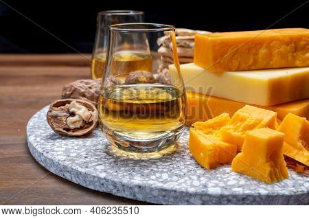 Cheese Collection, Orange And Yellow Smoked British Cheese From England
