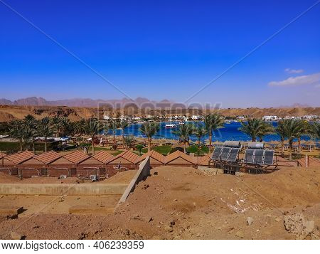 View Of Sharm El-maya Bay From A Desert Mountain In Sharm El Sheikh (egypt). Beautiful Tropical Land