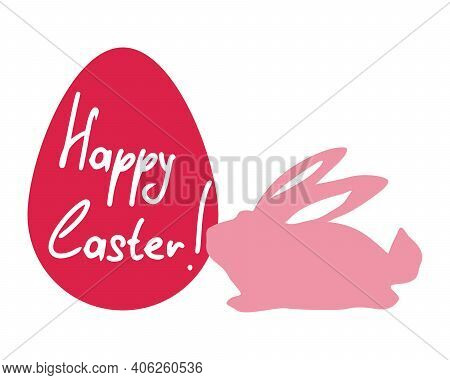 Pink Drawing With The Inscription Happy Easter. Vector Drawing