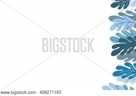 Floral Frame With Colorful Exotic Branches On White Background. Ornate Border With Tropic Leaves. Ve
