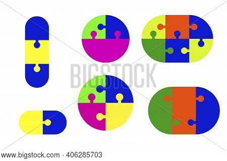 Colorful Figure Puzzles. Business Design. Vector Set. Design Template For Concept Design. Stock Imag